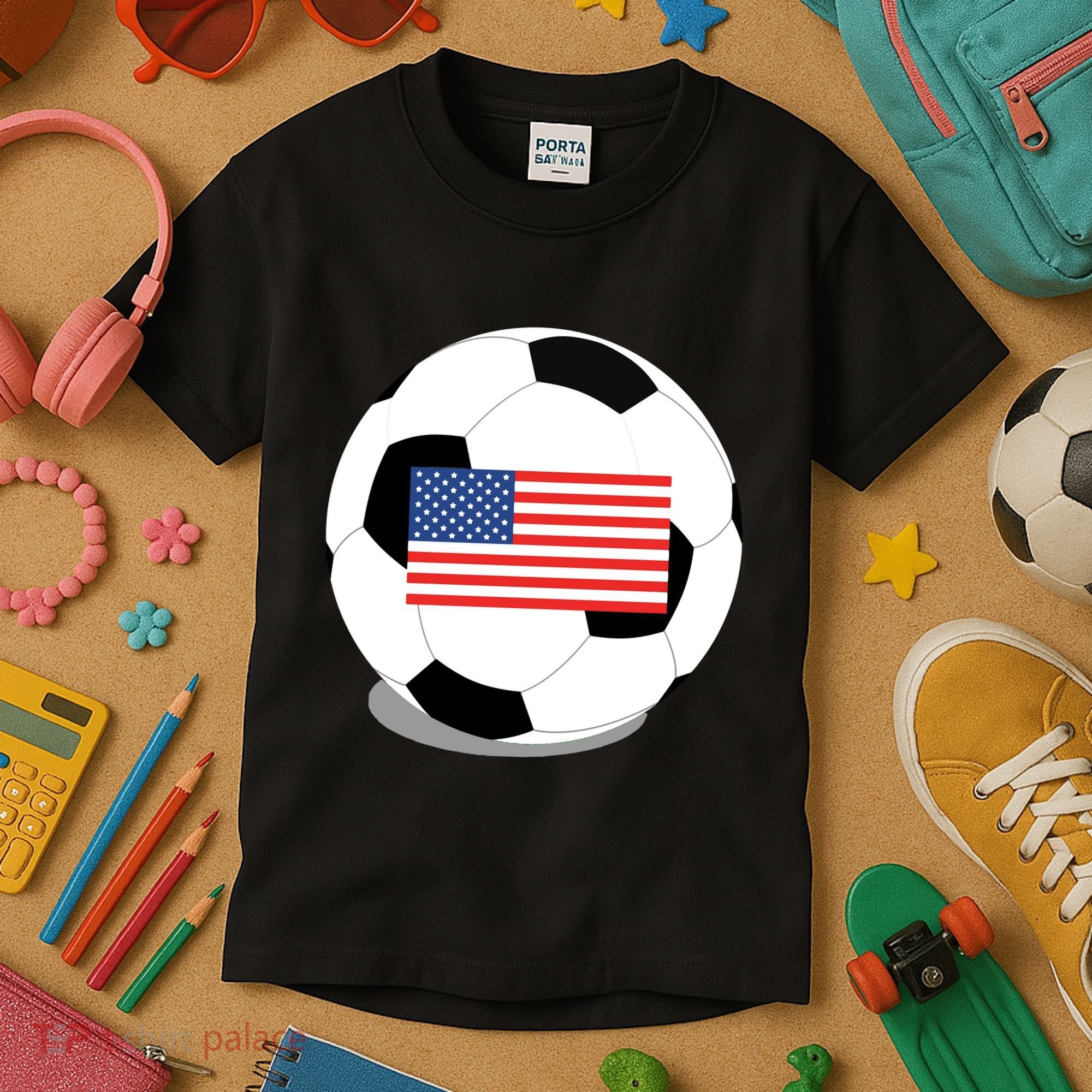 Usa Flag Soccer Fan Long Sleeve Kids T-Shirt