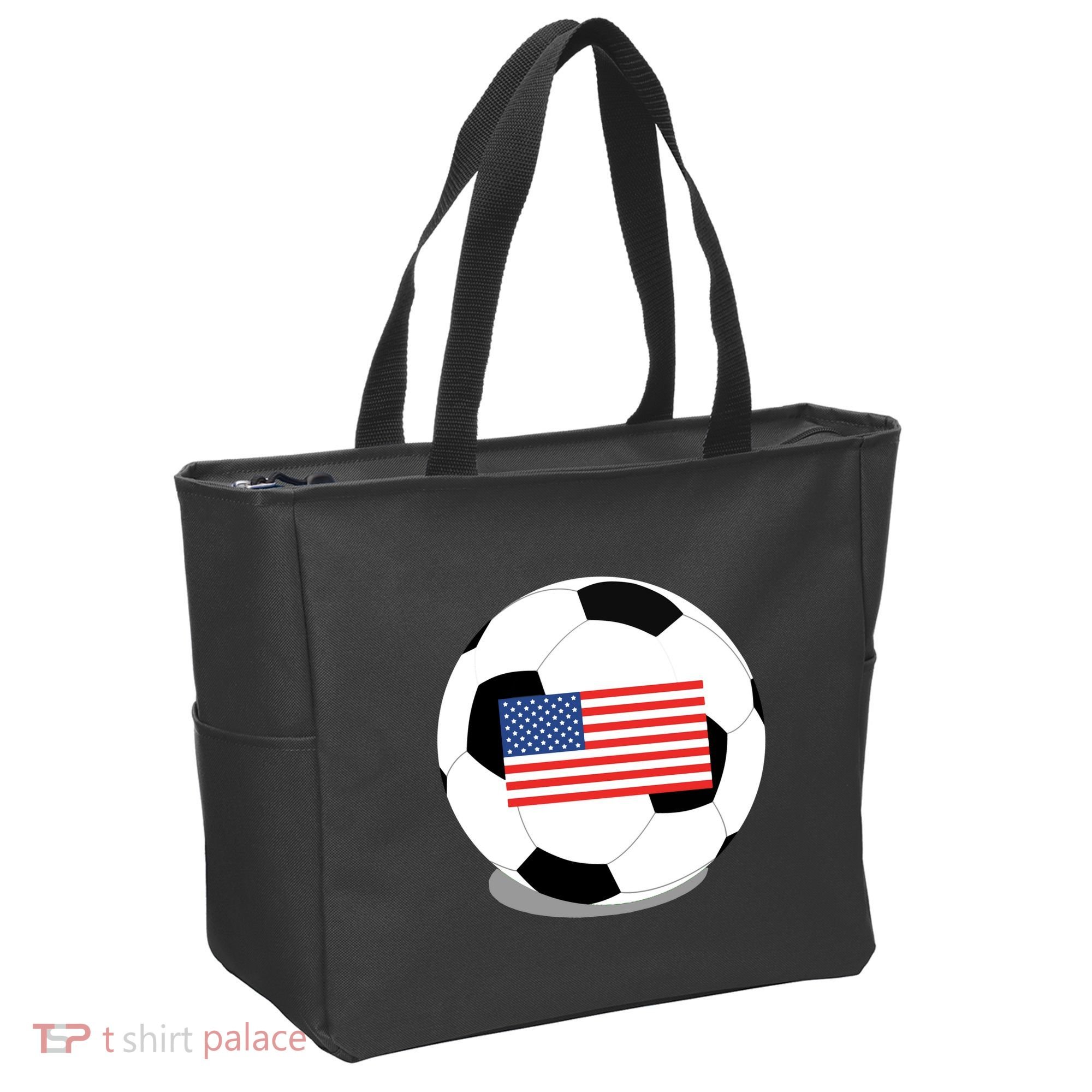 Usa Flag Soccer Fan Long Sleeve Tote Bag