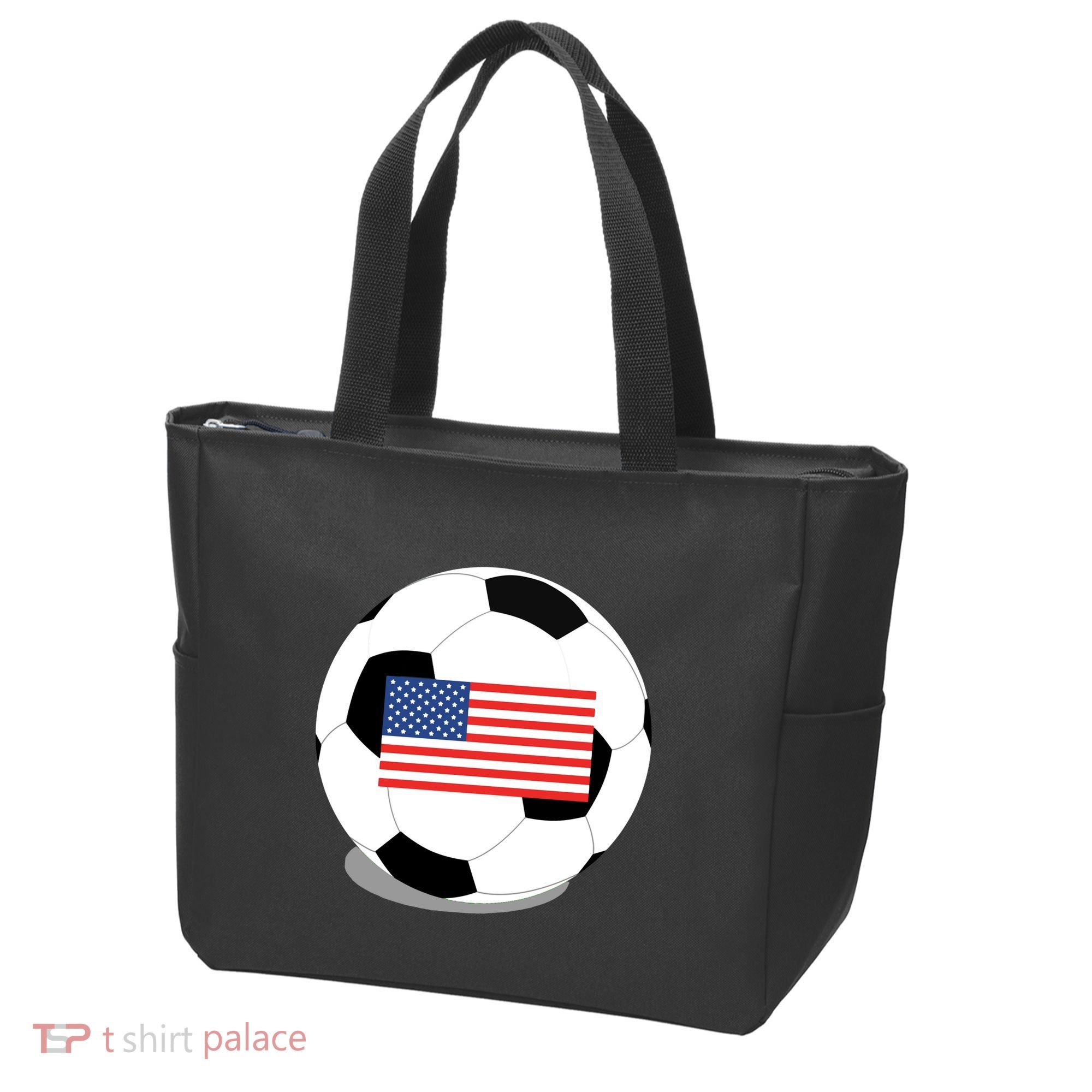 Usa Flag Soccer Fan Long Sleeve Tote Bag