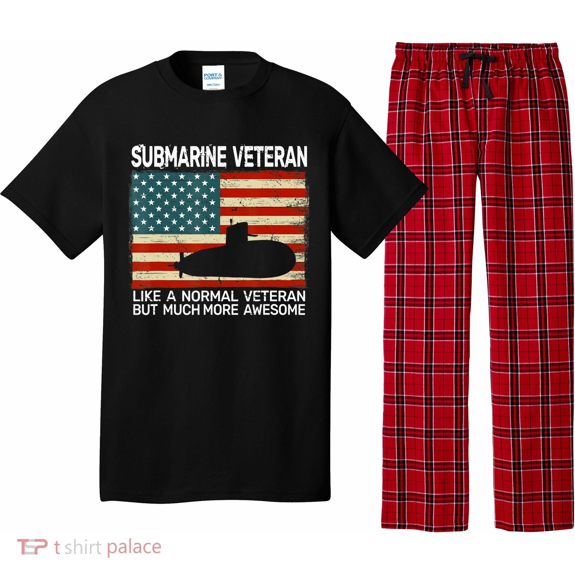 Usa Flag Submarine Veteran And Submarine Pajama Set