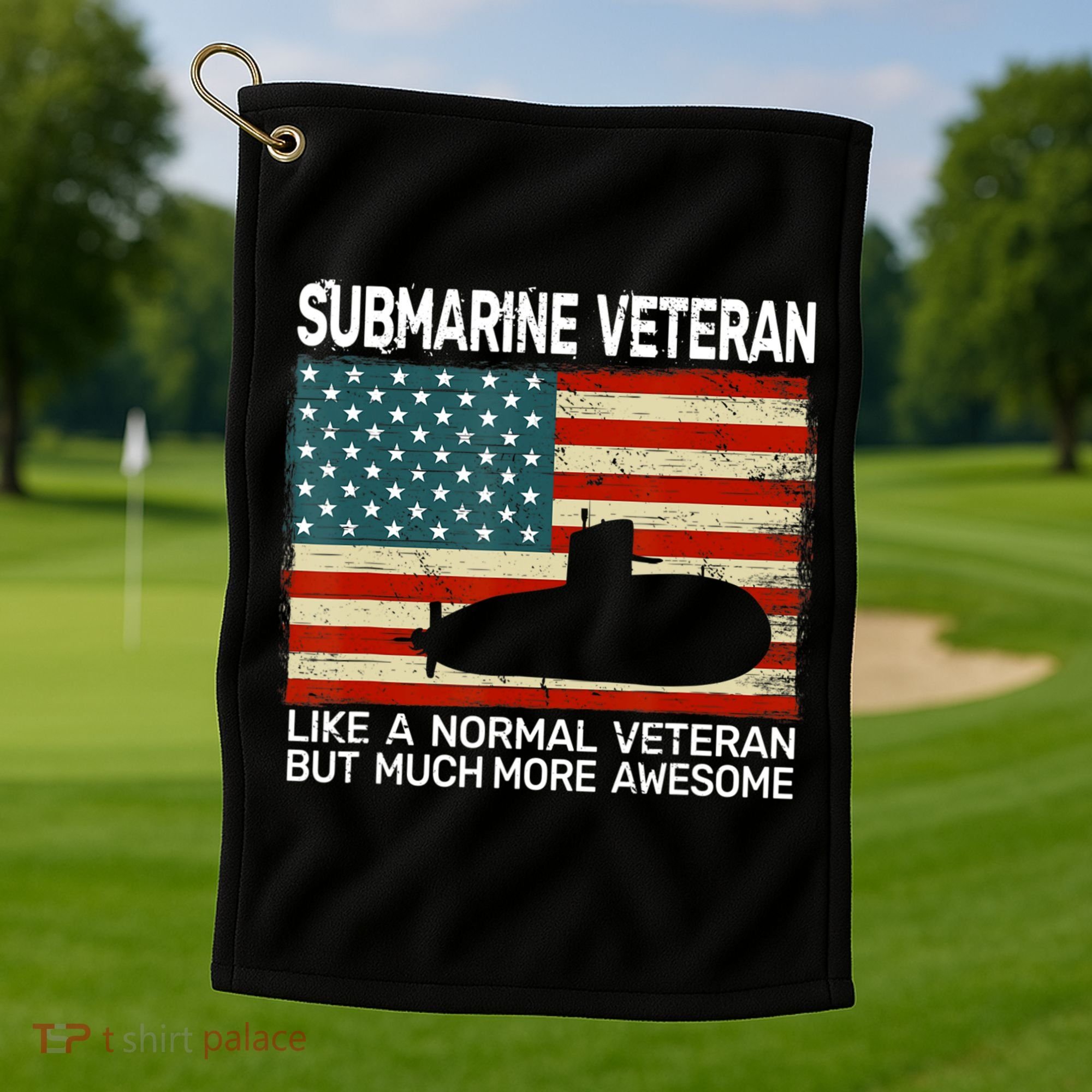 Usa Flag Submarine Veteran And Submarine Golf Towel