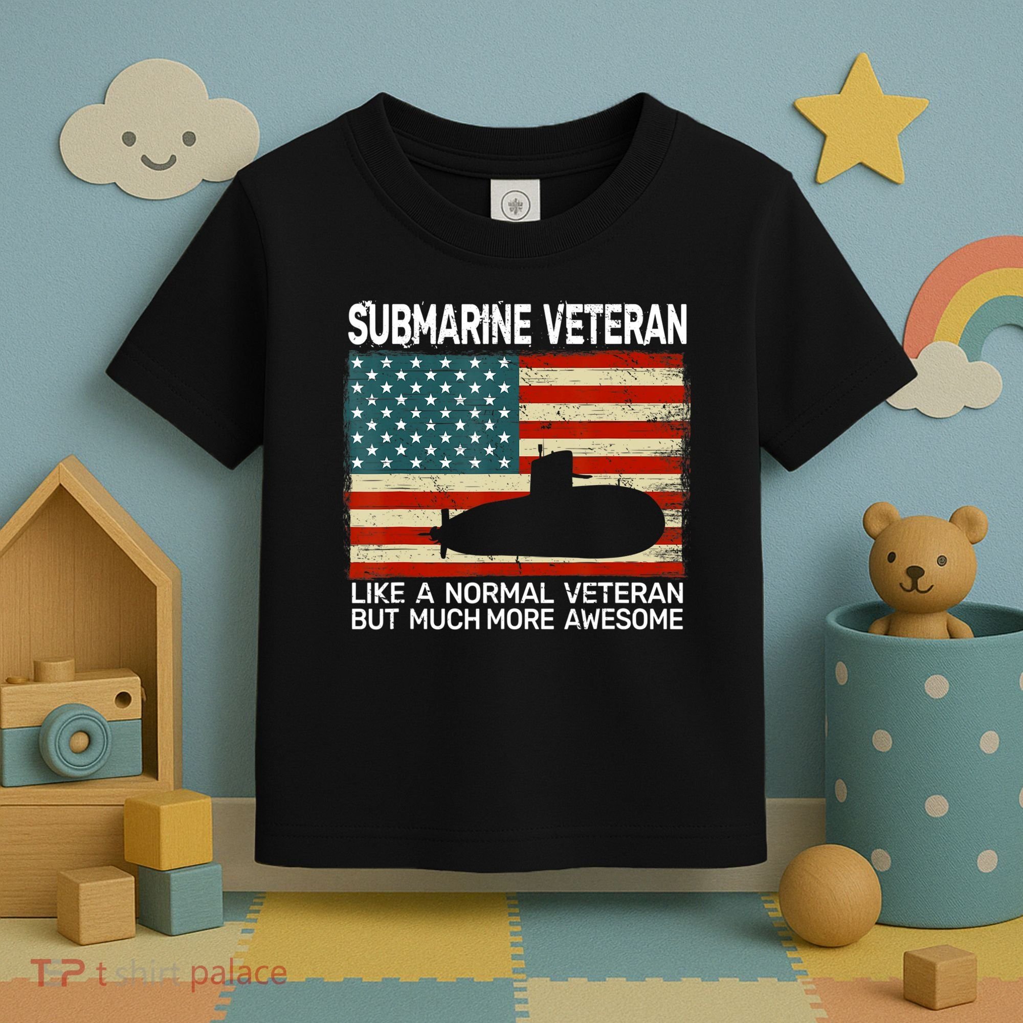 Usa Flag Submarine Veteran And Submarine Toddler T-Shirt