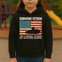Usa Flag Submarine Veteran And Submarine Kids Hoodie thumb 3