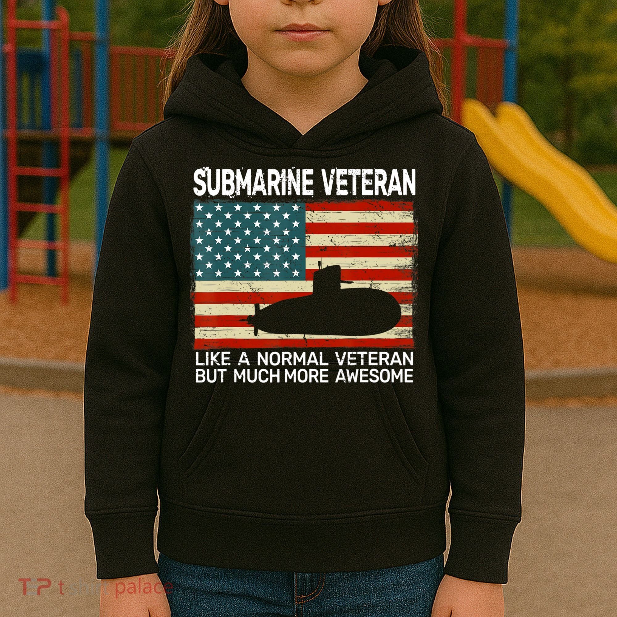 Usa Flag Submarine Veteran And Submarine Kids Hoodie