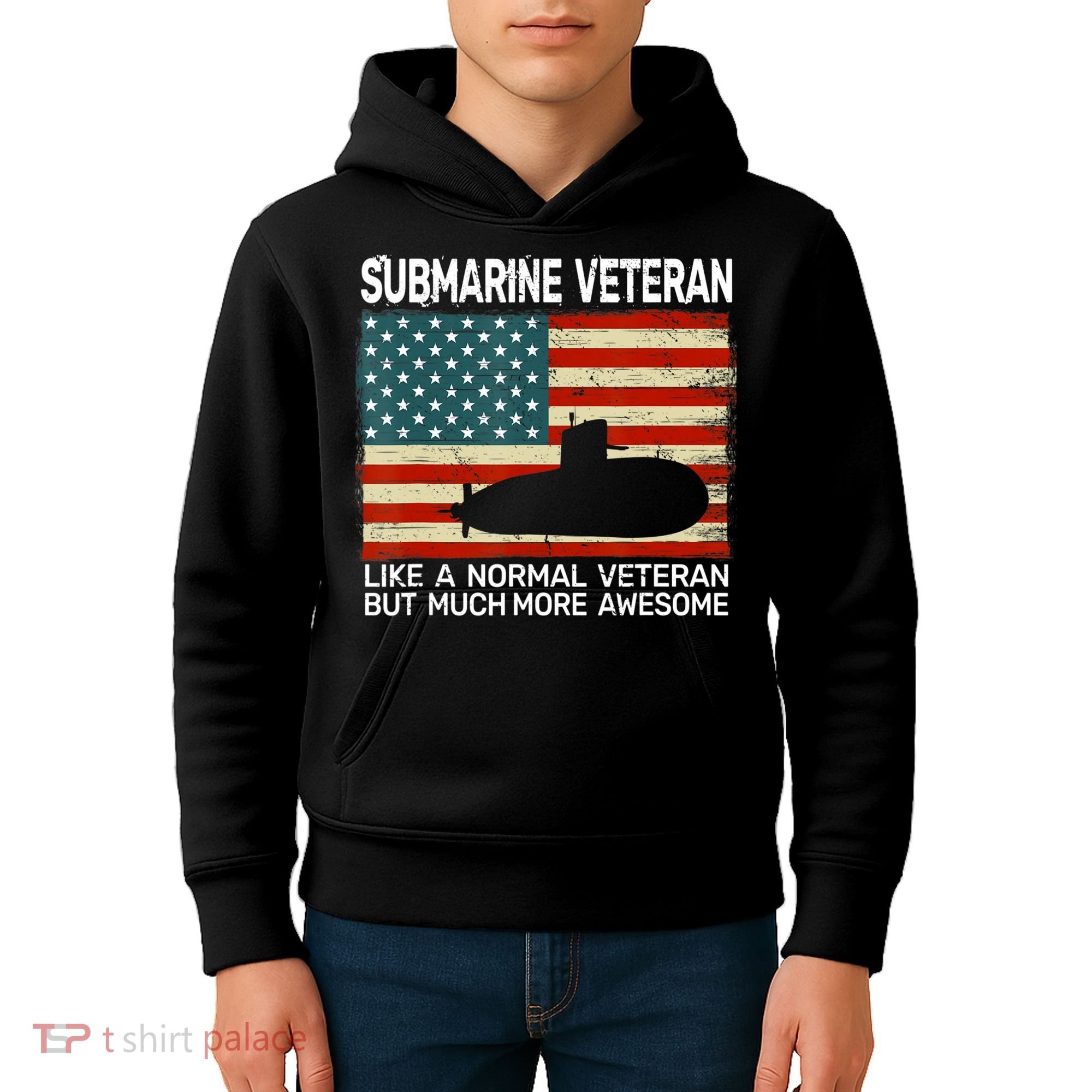 Usa Flag Submarine Veteran And Submarine Kids Hoodie
