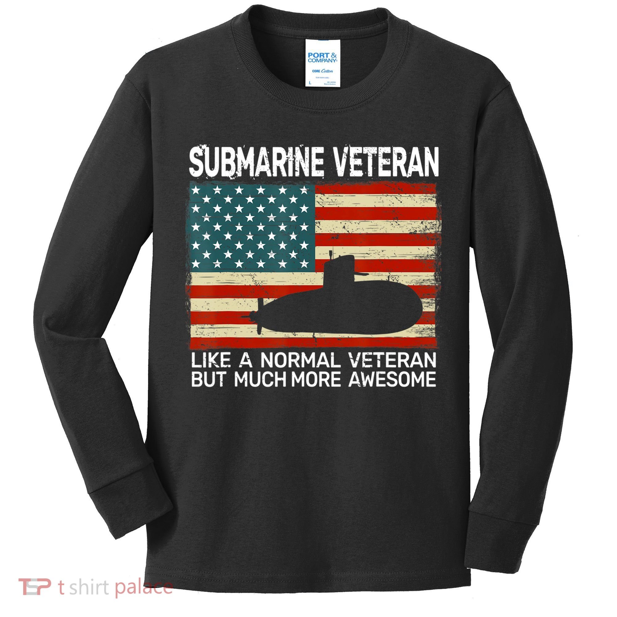 Usa Flag Submarine Veteran And Submarine Kids Long Sleeve Shirt