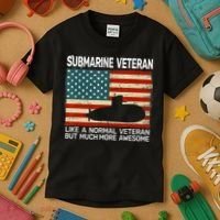 Usa Flag Submarine Veteran And Submarine Kids T-Shirt thumb 3