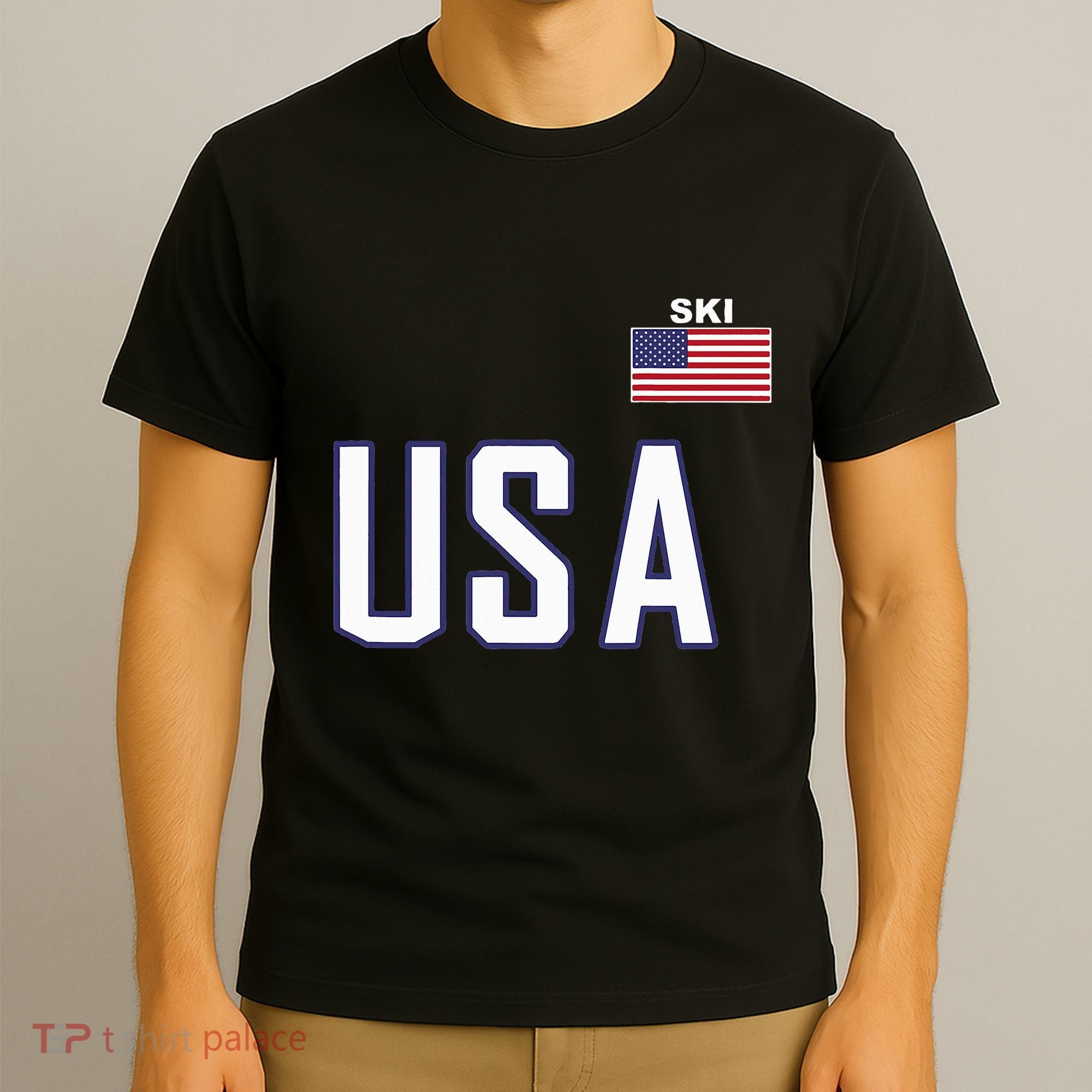 Usa Flag Skiing Team Cool Ski Equipment For Skier T-Shirt