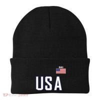 Usa Flag Skiing Team Cool Ski Equipment For Skier Beanie thumb 0