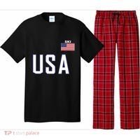 Usa Flag Skiing Team Cool Ski Equipment For Skier Pajama Set thumb 0
