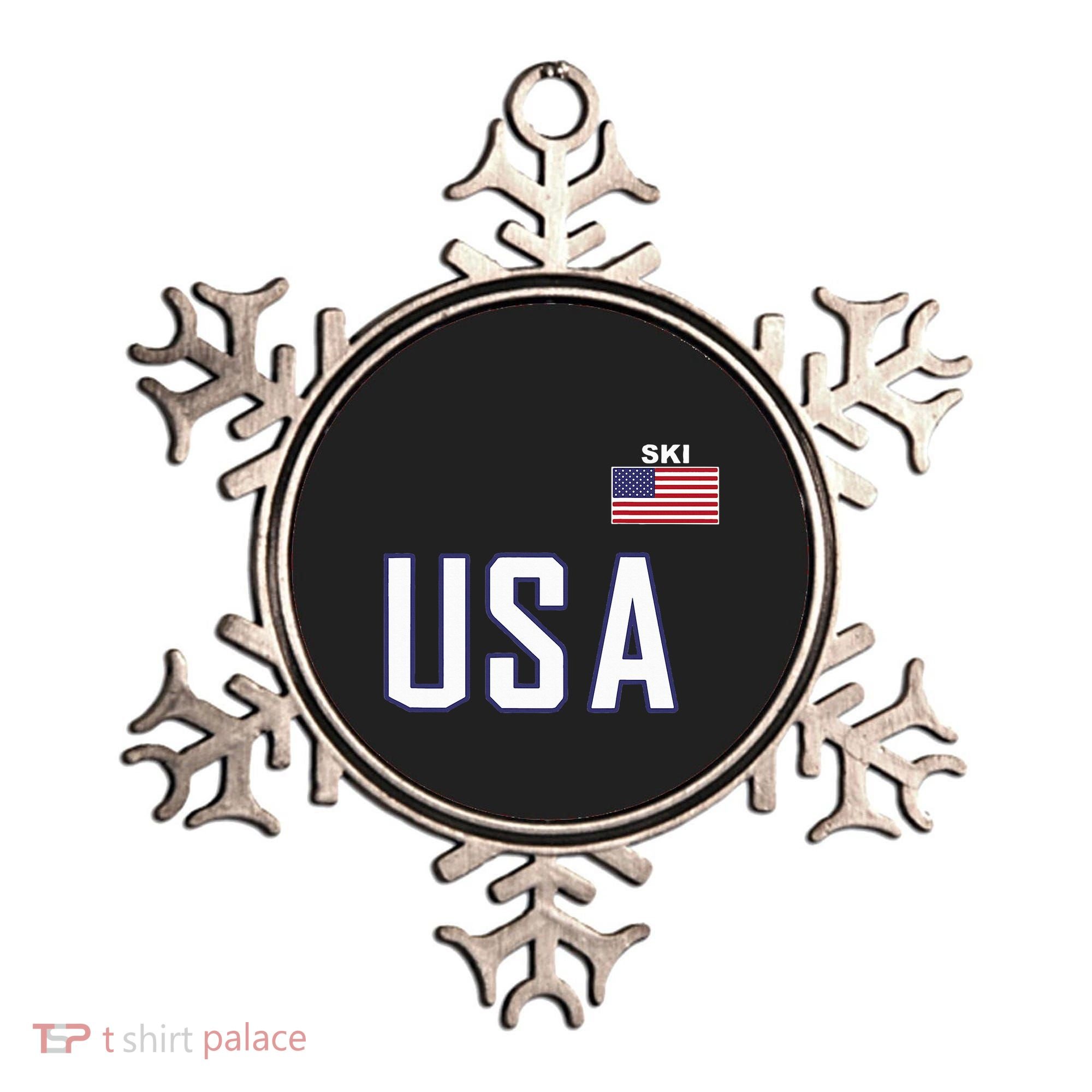 Usa Flag Skiing Team Cool Ski Equipment For Skier Ornament