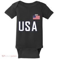 Usa Flag Skiing Team Cool Ski Equipment For Skier Baby Bodysuit thumb 0
