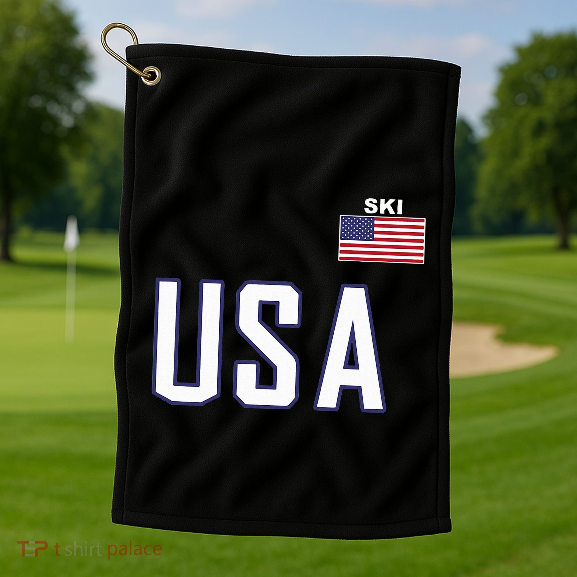 Usa Flag Skiing Team Cool Ski Equipment For Skier Golf Towel
