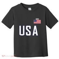 Usa Flag Skiing Team Cool Ski Equipment For Skier Toddler T-Shirt thumb 0