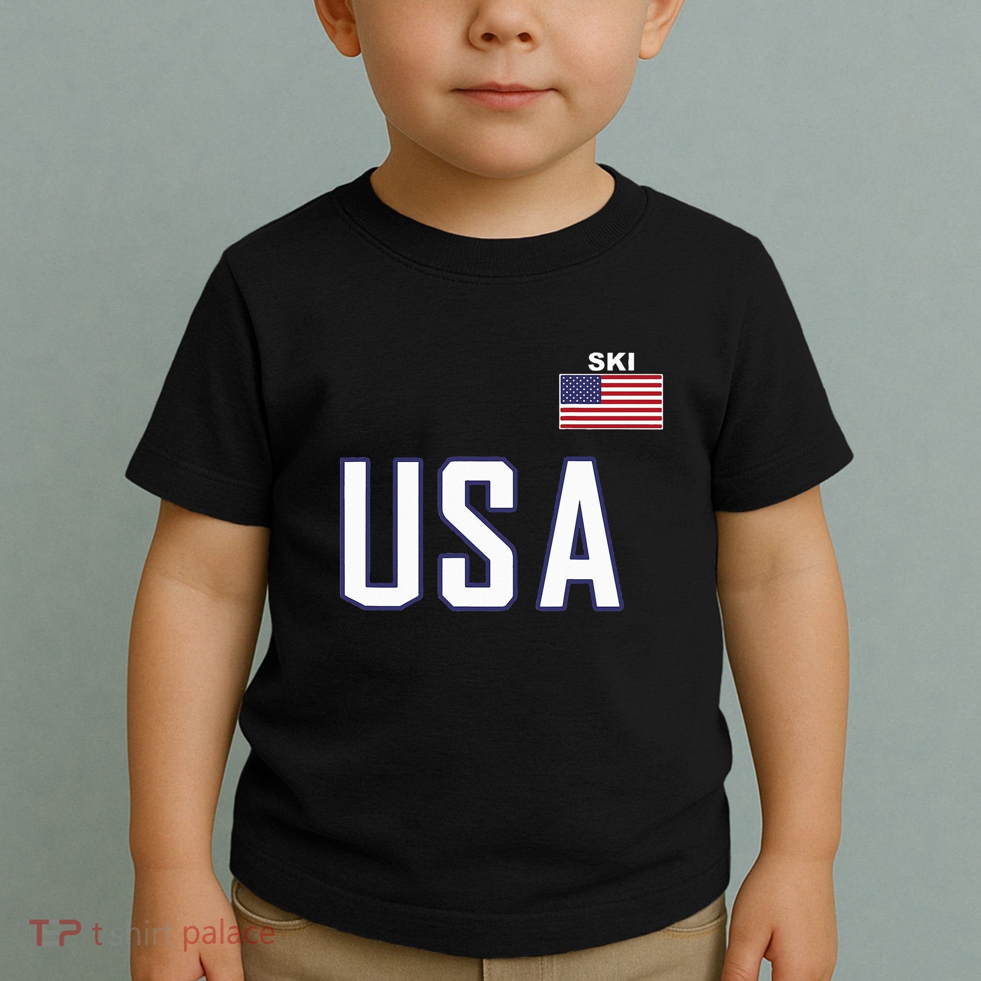 Usa Flag Skiing Team Cool Ski Equipment For Skier Toddler T-Shirt