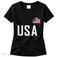 Usa Flag Skiing Team Cool Ski Equipment For Skier Women's T-Shirt thumb 0