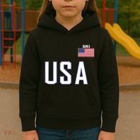 Usa Flag Skiing Team Cool Ski Equipment For Skier Kids Hoodie thumb 3
