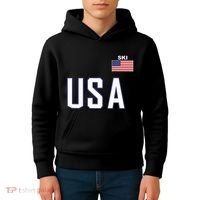 Usa Flag Skiing Team Cool Ski Equipment For Skier Kids Hoodie thumb 4