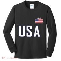 Usa Flag Skiing Team Cool Ski Equipment For Skier Kids Long Sleeve Shirt thumb 0