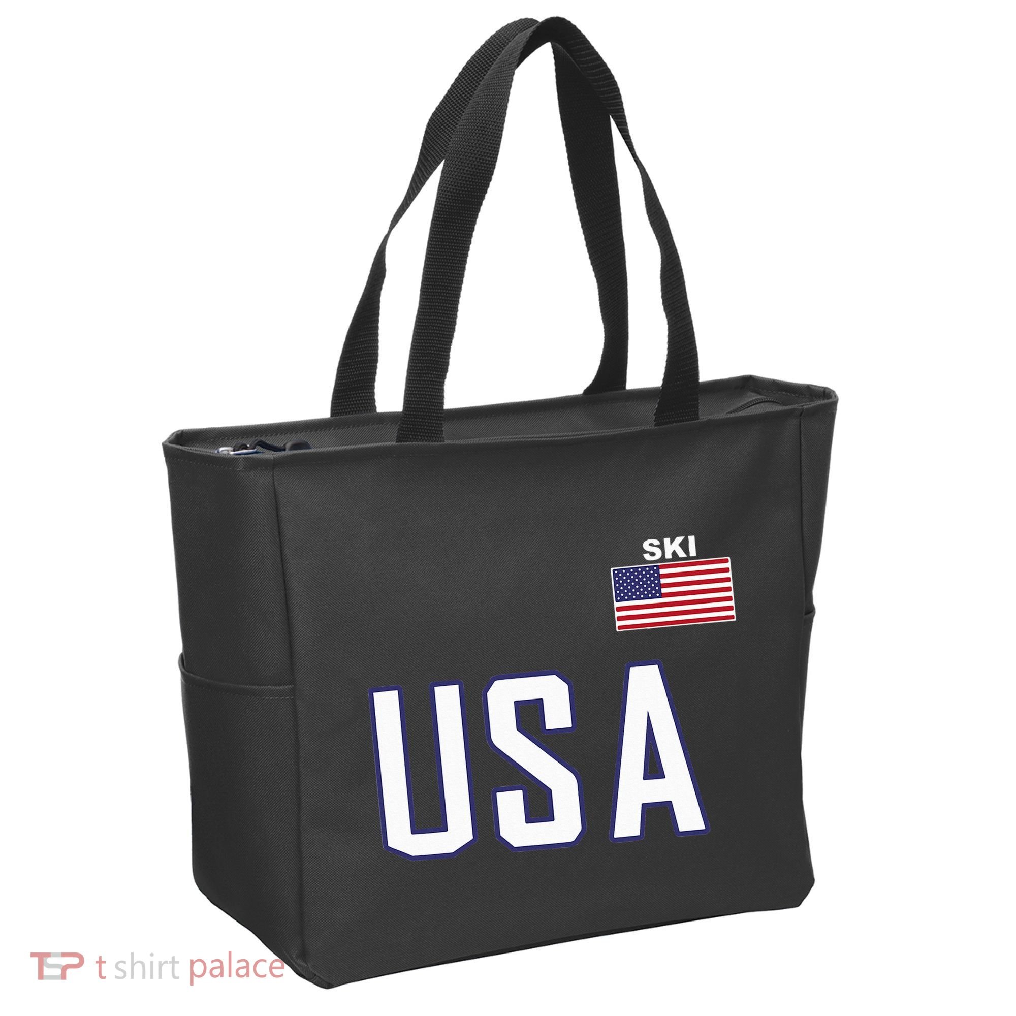 Usa Flag Skiing Team Cool Ski Equipment For Skier Tote Bag