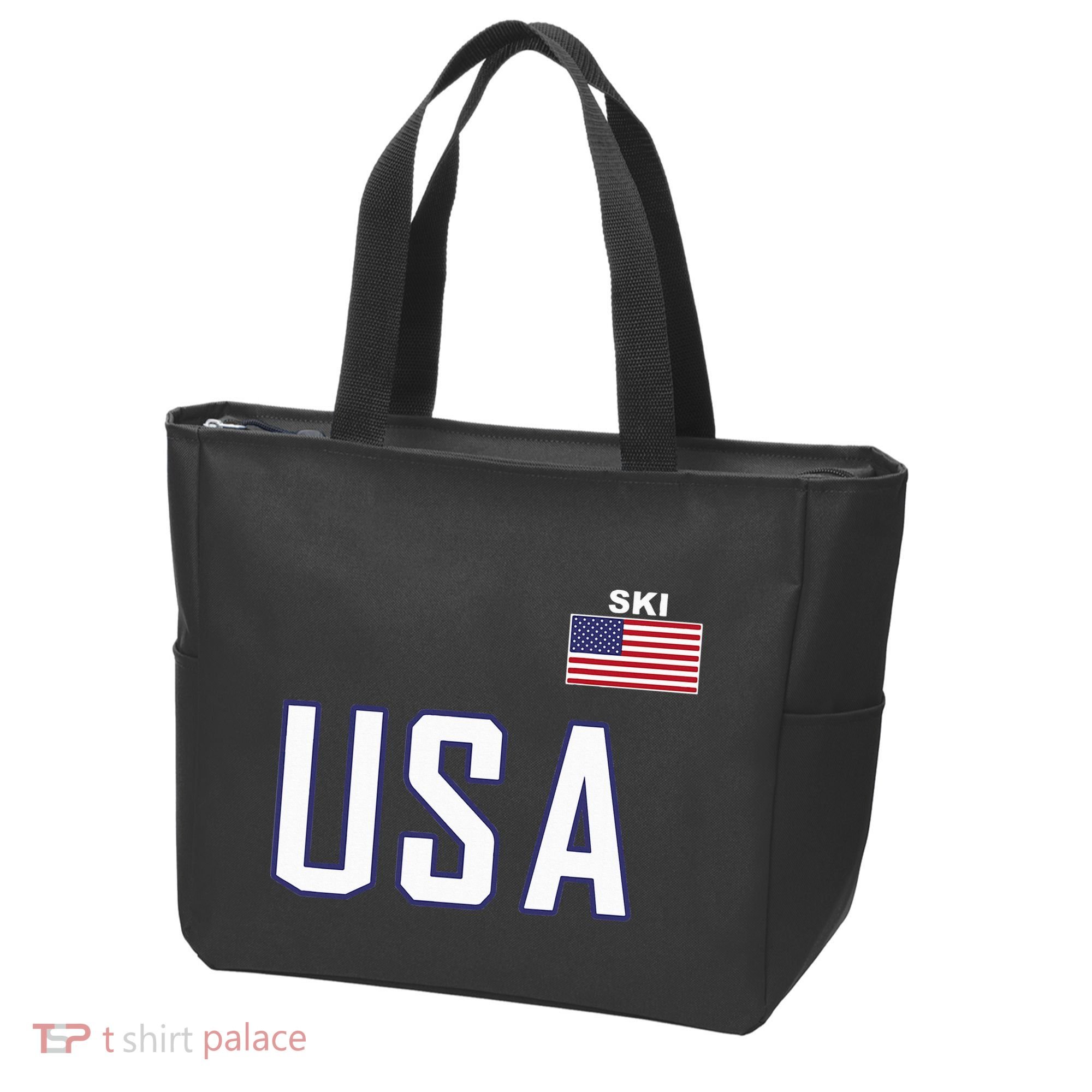 Usa Flag Skiing Team Cool Ski Equipment For Skier Tote Bag