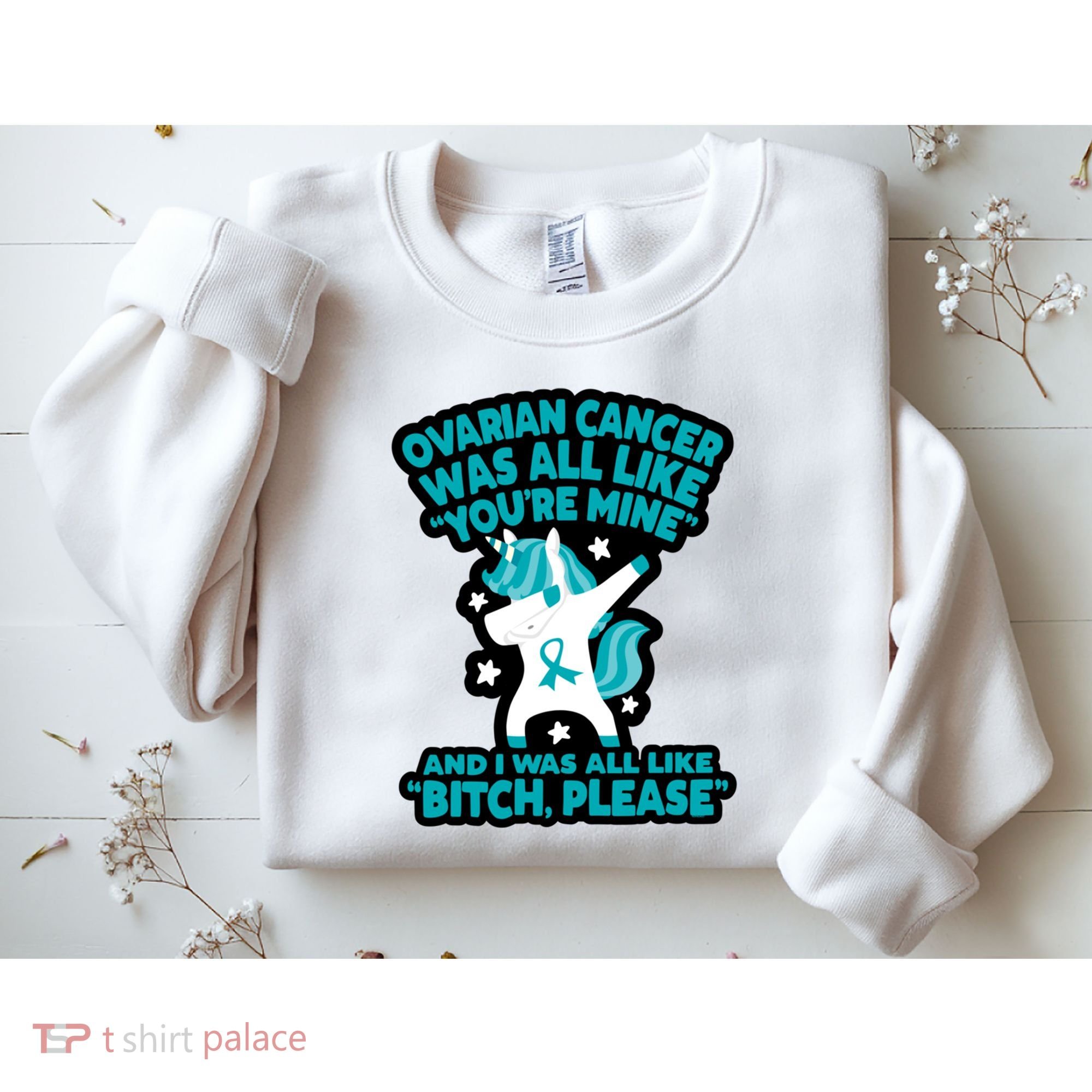 Unicorn Fighter Suvivor Fight Ovarian Cancer Awareness Sweatshirt