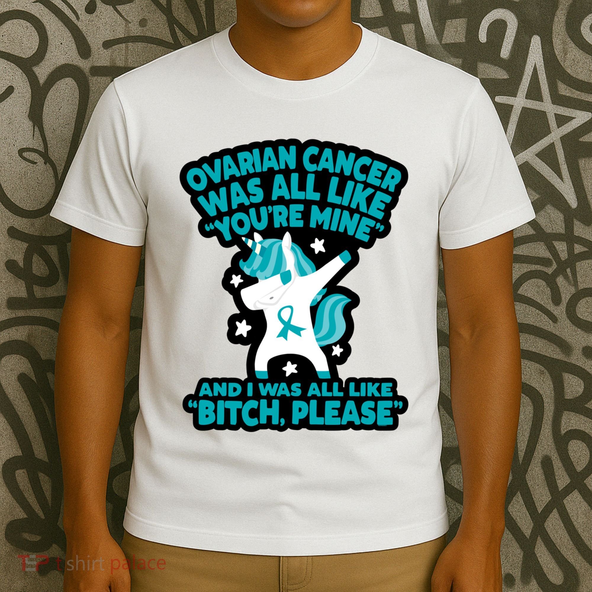 Unicorn Fighter Suvivor Fight Ovarian Cancer Awareness T-Shirt