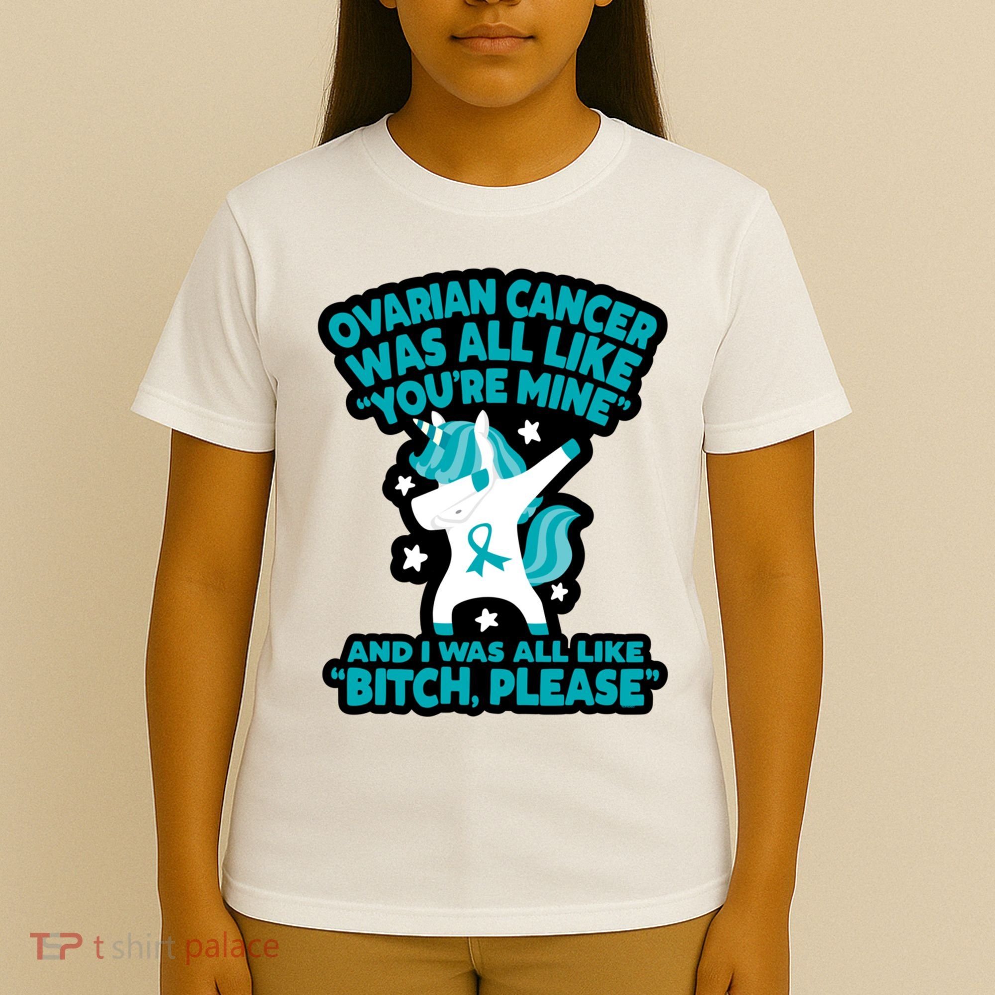 Unicorn Fighter Suvivor Fight Ovarian Cancer Awareness T-Shirt