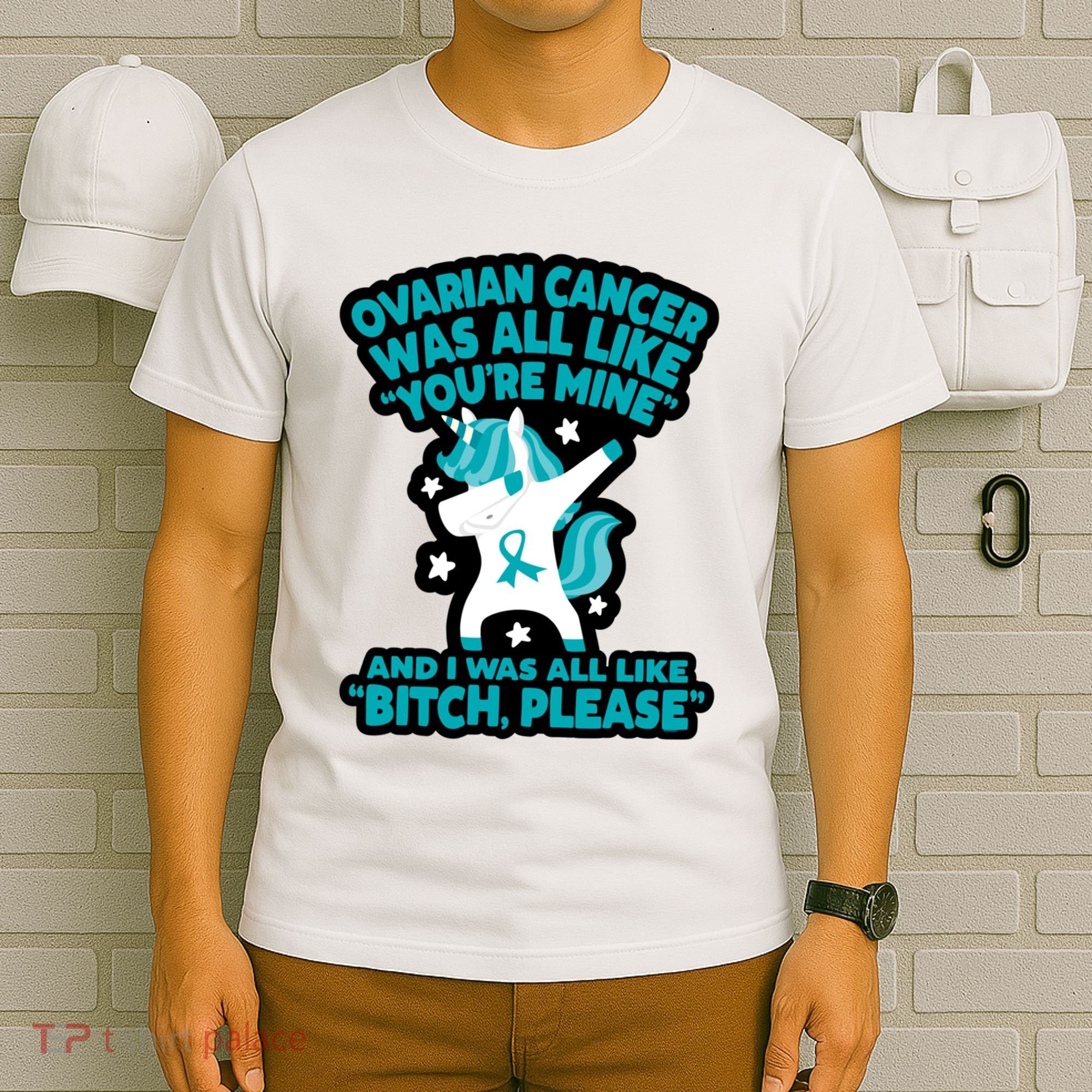 Unicorn Fighter Suvivor Fight Ovarian Cancer Awareness T-Shirt
