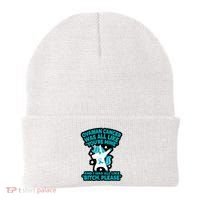 Unicorn Fighter Suvivor Fight Ovarian Cancer Awareness Beanie thumb 0