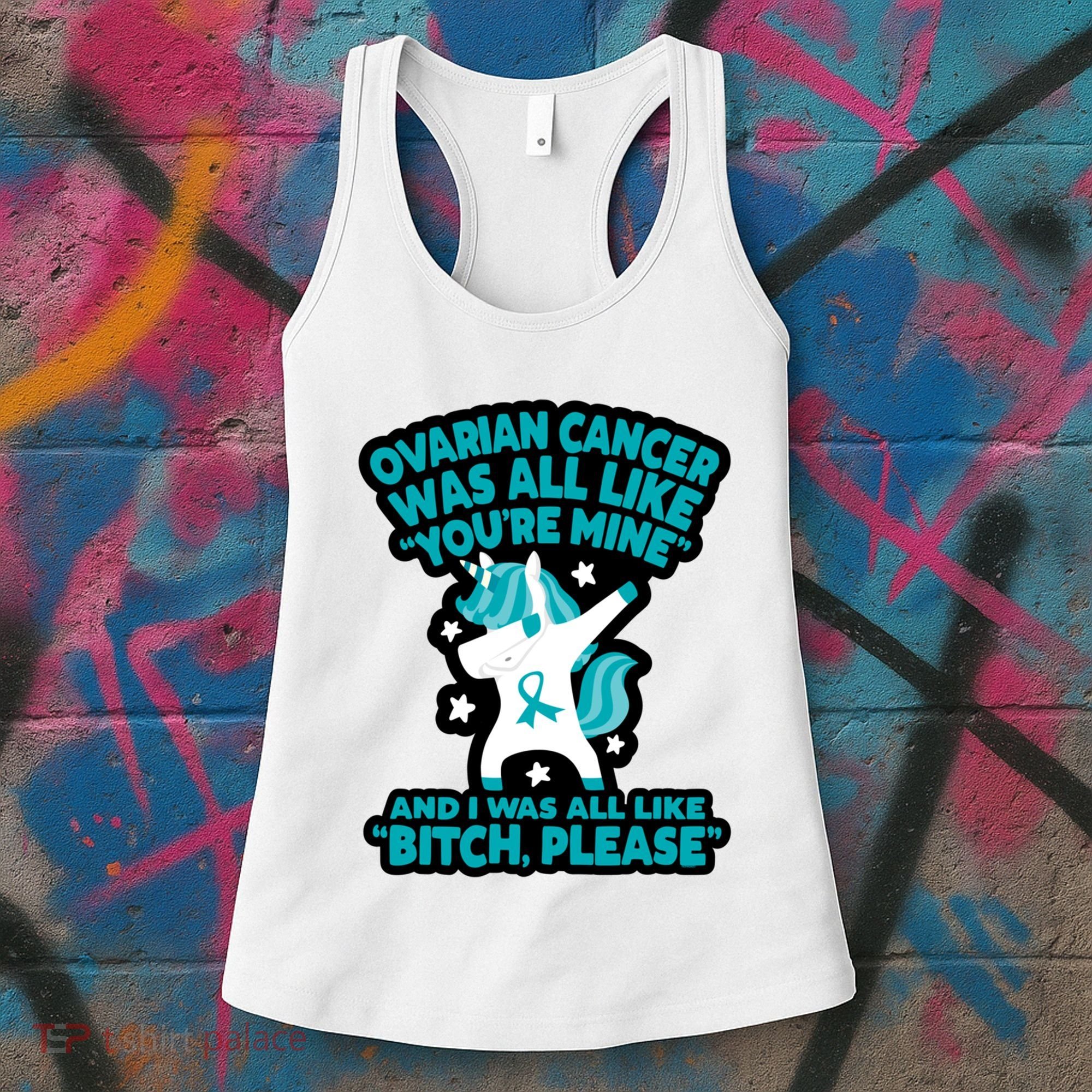 Unicorn Fighter Suvivor Fight Ovarian Cancer Awareness Women's Tank Top