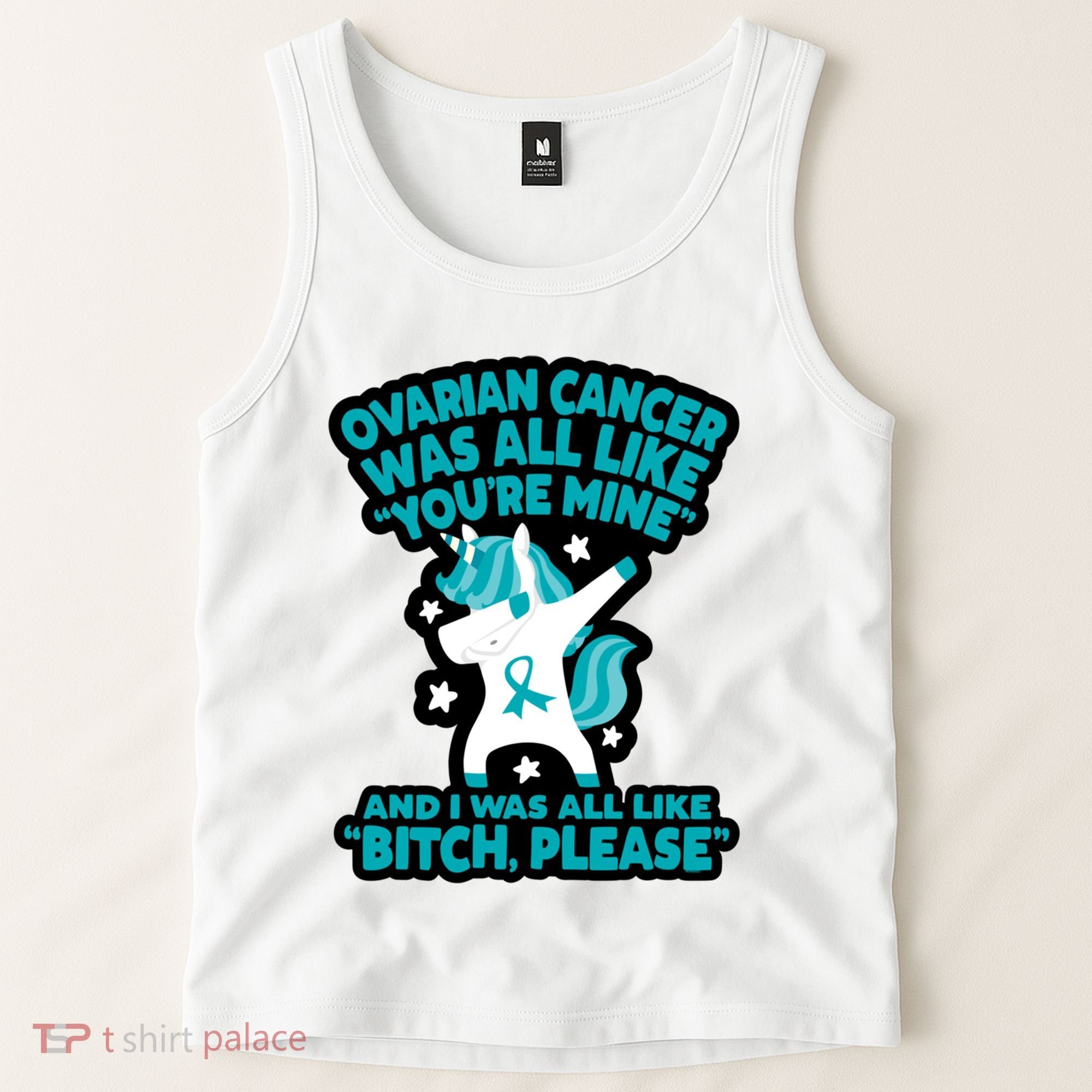 Unicorn Fighter Suvivor Fight Ovarian Cancer Awareness Tank Top