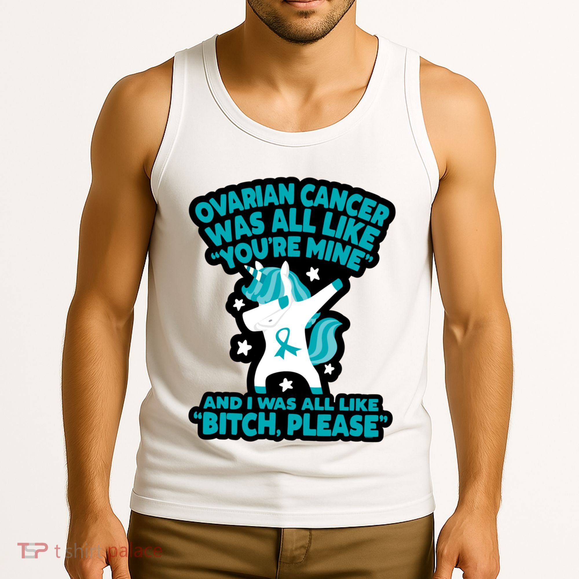 Unicorn Fighter Suvivor Fight Ovarian Cancer Awareness Tank Top