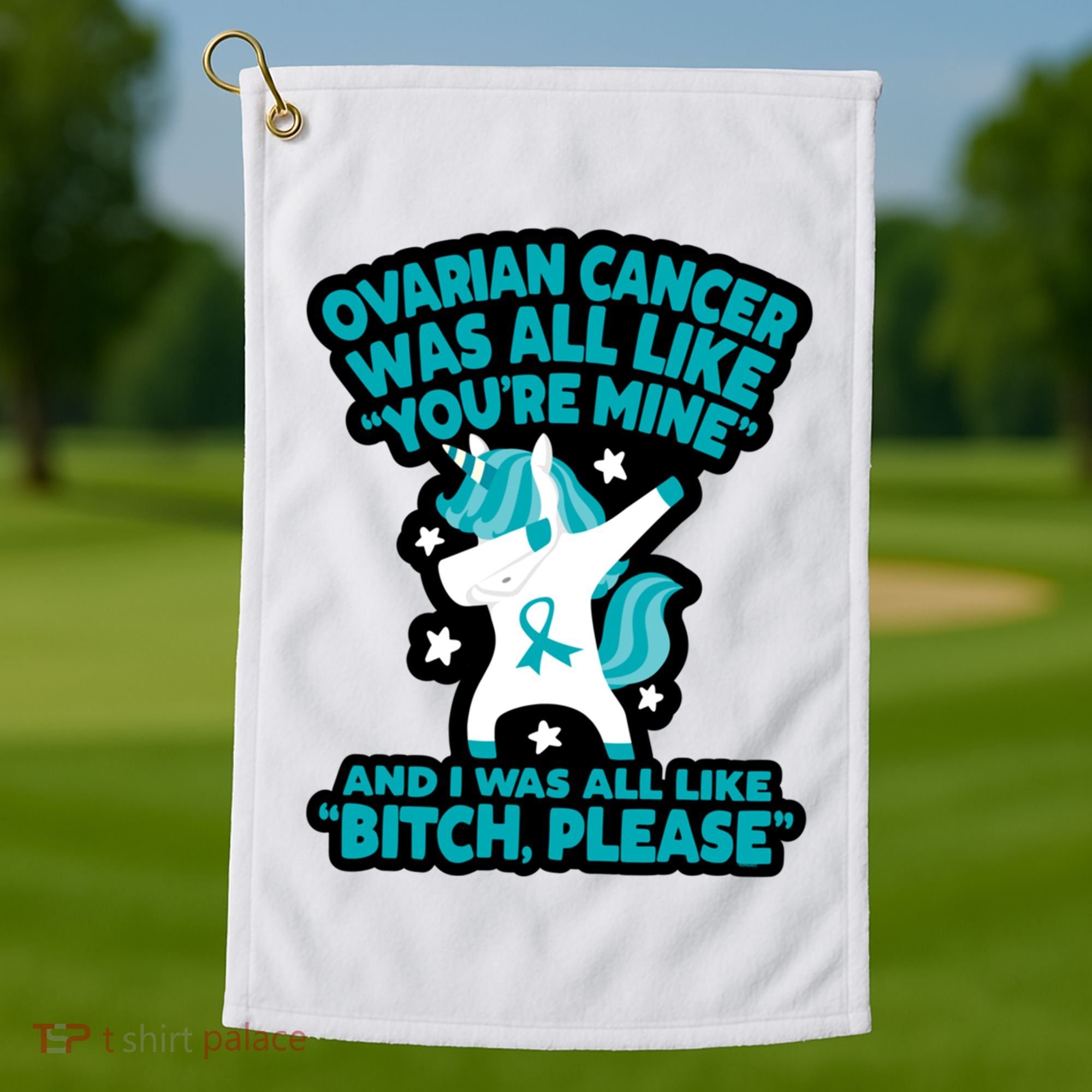 Unicorn Fighter Suvivor Fight Ovarian Cancer Awareness Golf Towel