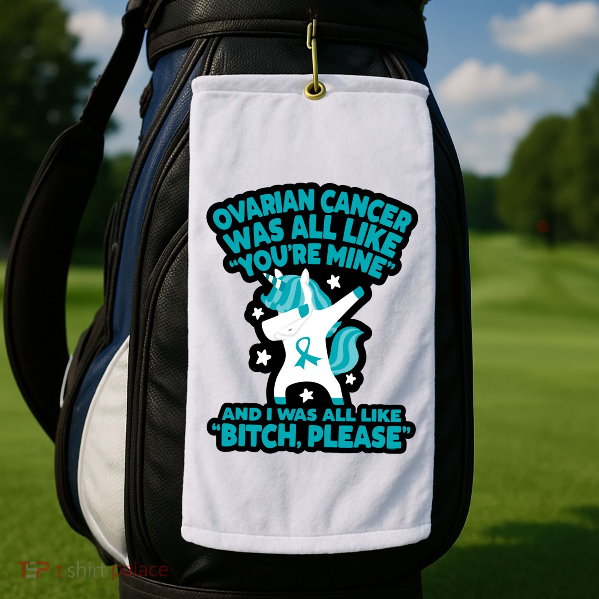 Unicorn Fighter Suvivor Fight Ovarian Cancer Awareness Golf Towel