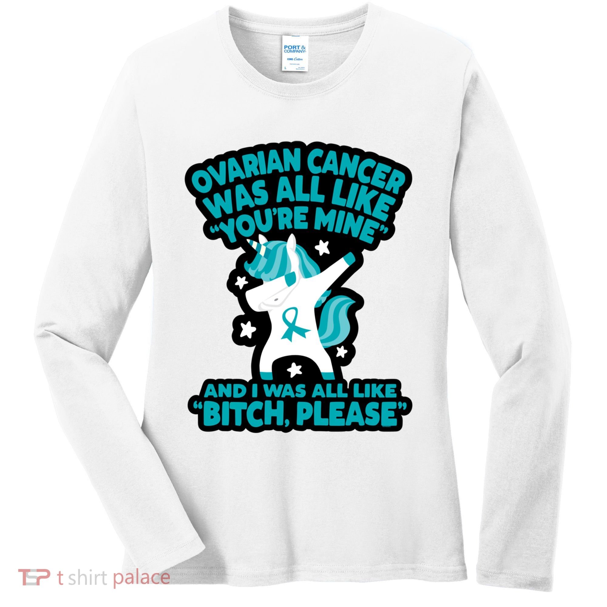 Unicorn Fighter Suvivor Fight Ovarian Cancer Awareness Women's Long Sleeve Shirt