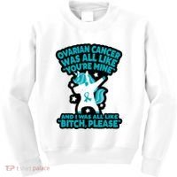 Unicorn Fighter Suvivor Fight Ovarian Cancer Awareness Kids Sweatshirt thumb 0