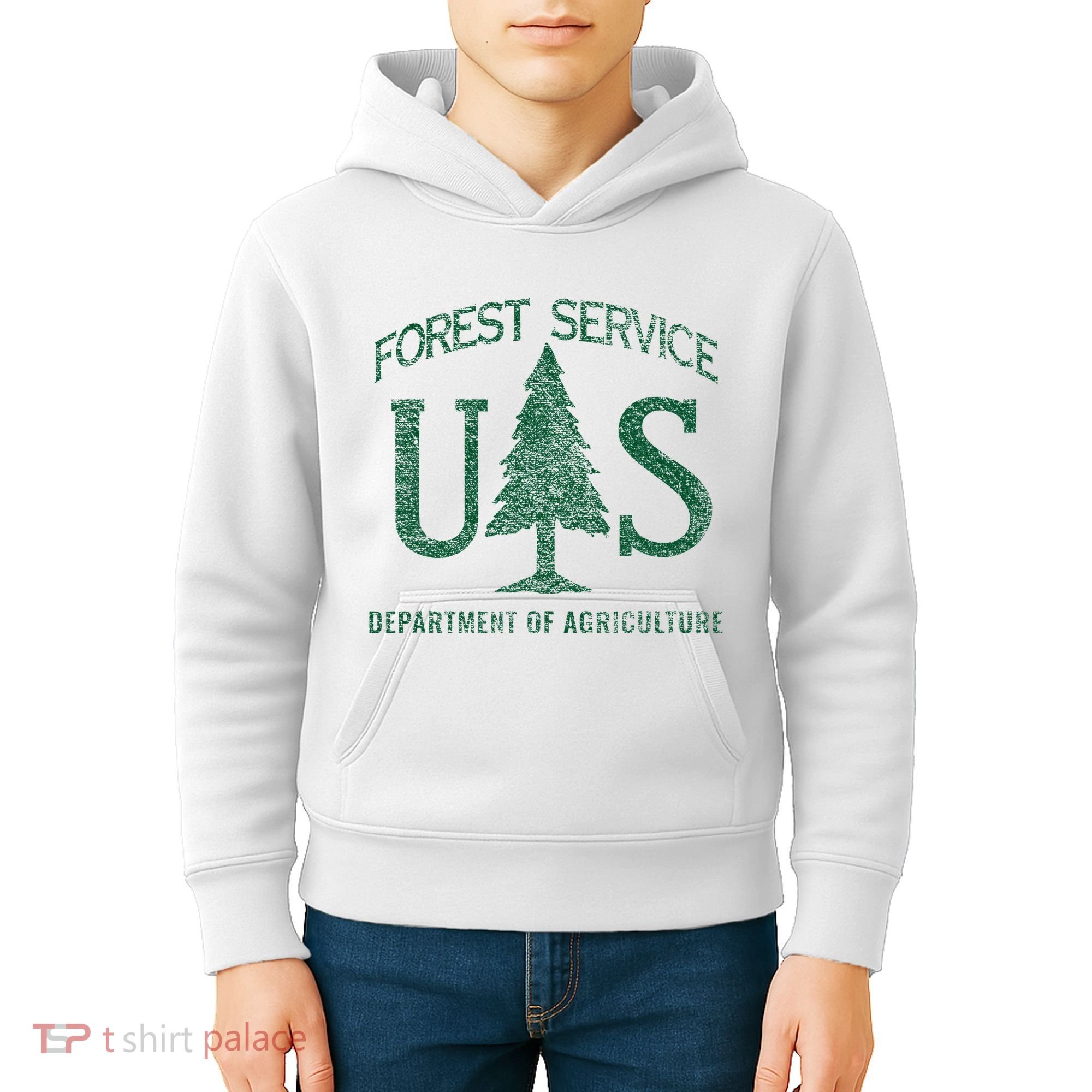 Us Forest Service (Distressed Green) Kids Hoodie