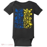 Ukraine Flag Symbol Flora Sunflower Ukrainian Pride Heart Baby Bodysuit thumb 0