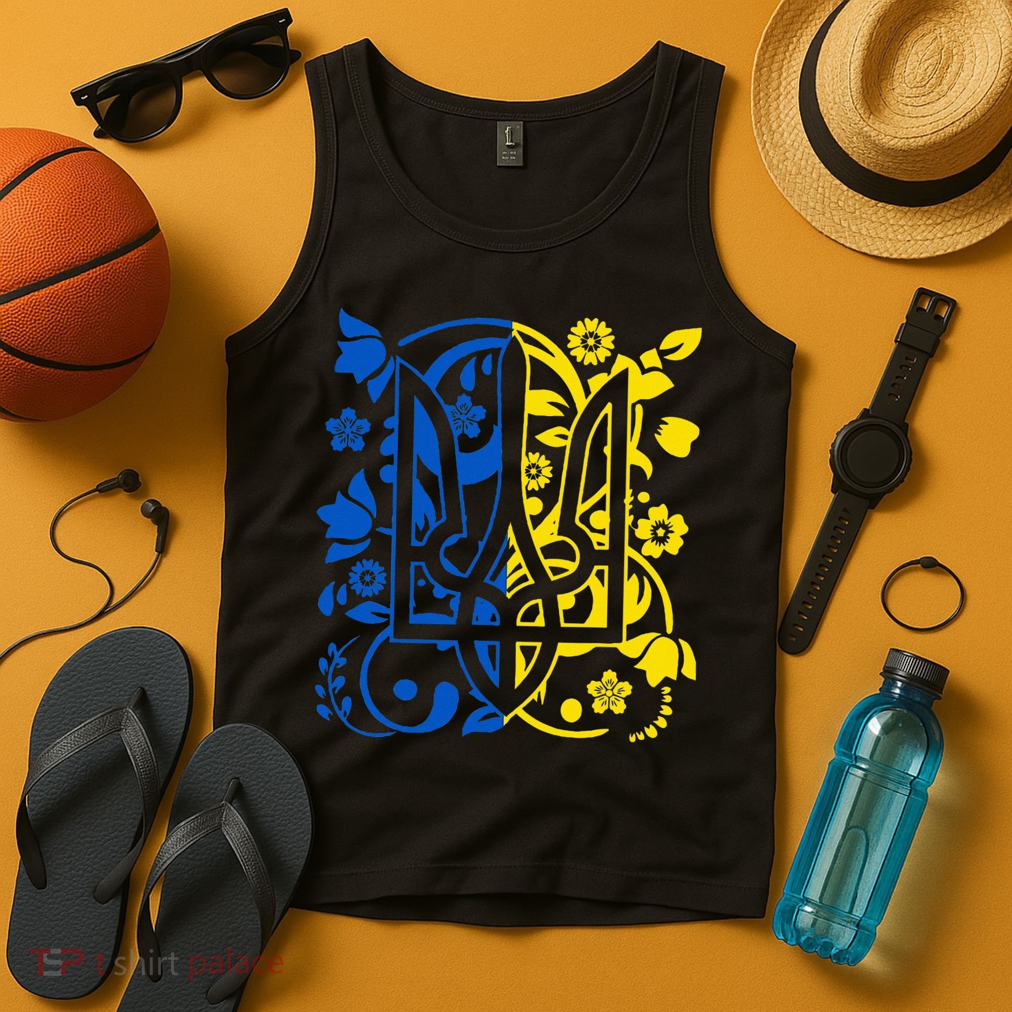 Ukraine Flag Symbol Flora Sunflower Ukrainian Pride Heart Tank Top