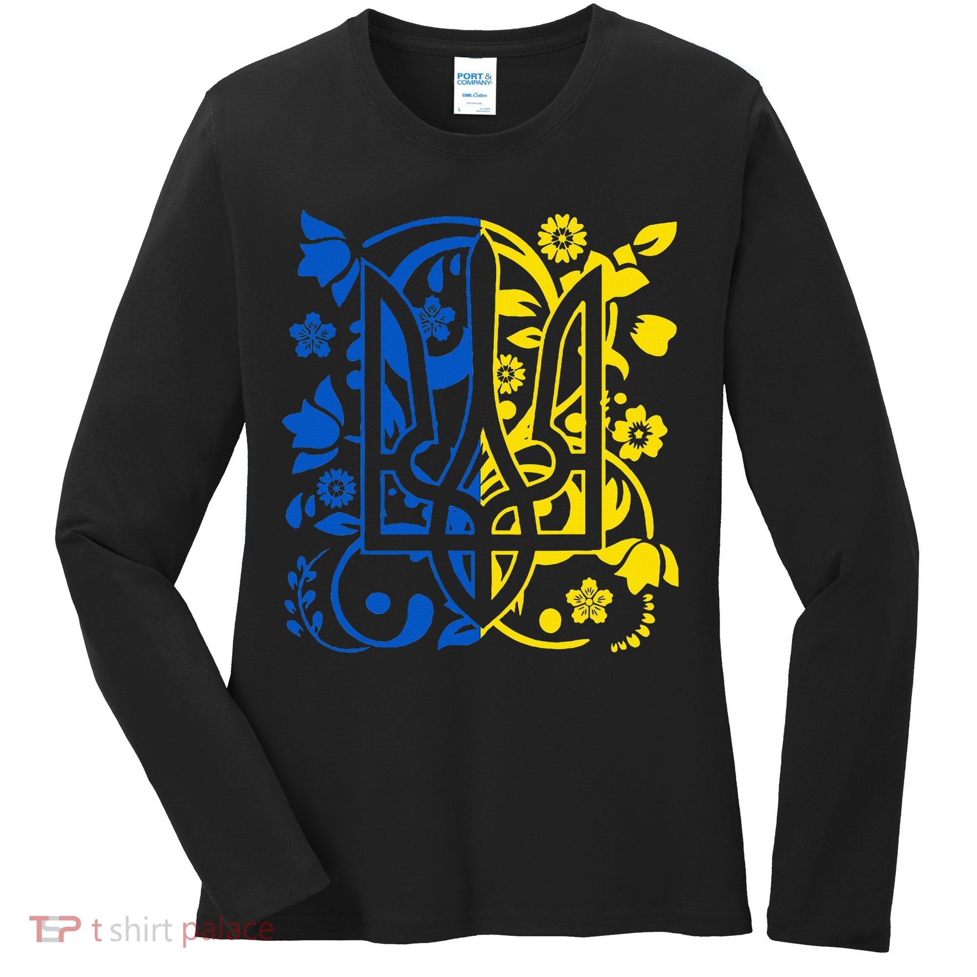 Ukraine Flag Symbol Flora Sunflower Ukrainian Pride Heart Women's Long Sleeve Shirt