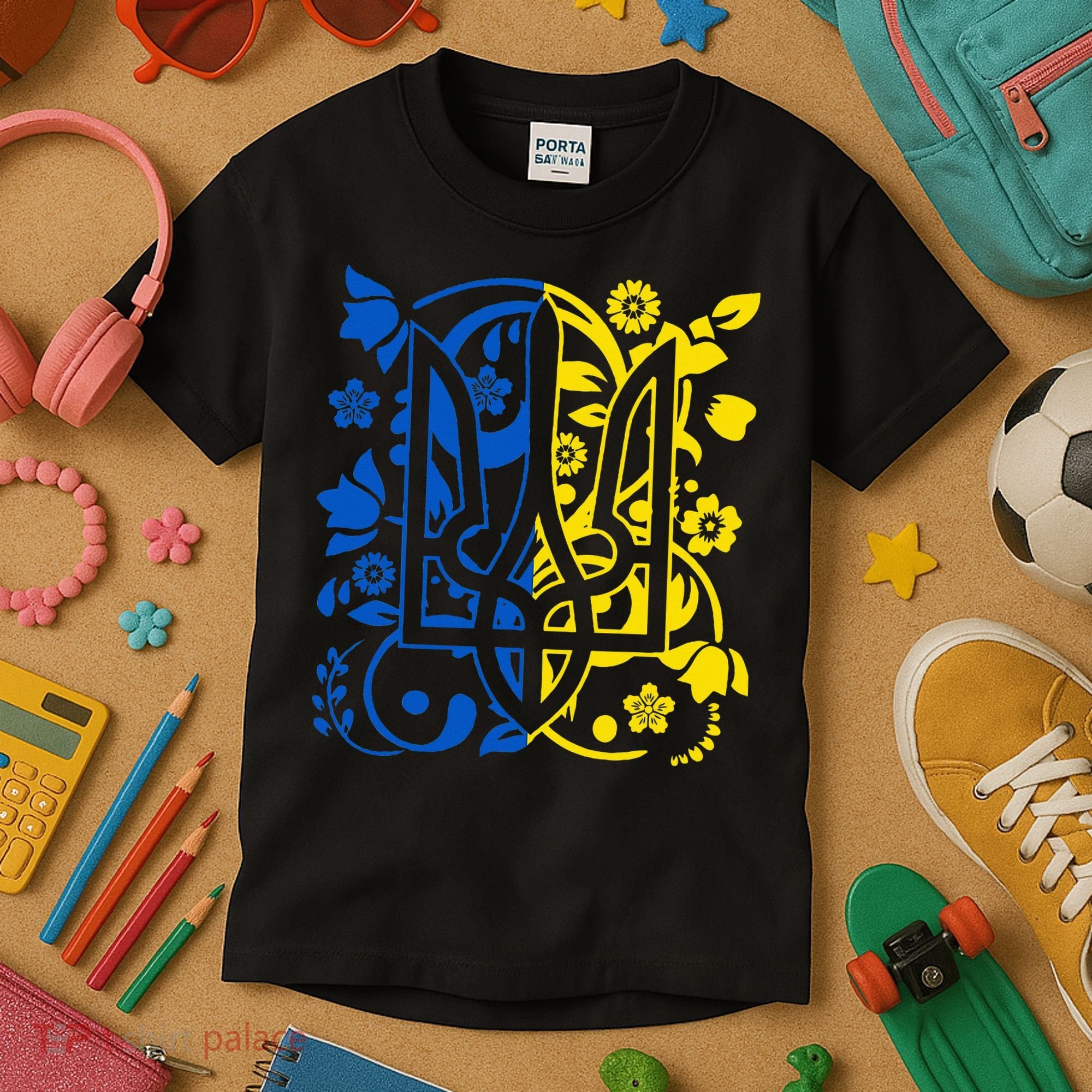 Ukraine Flag Symbol Flora Sunflower Ukrainian Pride Heart Kids T-Shirt