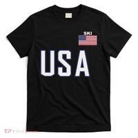 Usa Flag Skiing Team Cool Ski Equipment For Skier Men Women T-Shirt thumb 0