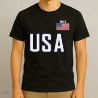 Usa Flag Skiing Team Cool Ski Equipment For Skier Men Women T-Shirt thumb 3