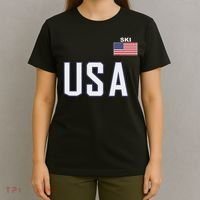 Usa Flag Skiing Team Cool Ski Equipment For Skier Men Women T-Shirt thumb 4