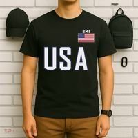 Usa Flag Skiing Team Cool Ski Equipment For Skier Men Women T-Shirt thumb 6