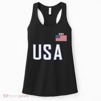 Usa Flag Skiing Team Cool Ski Equipment For Skier Men Women Women's Tank Top thumb 0