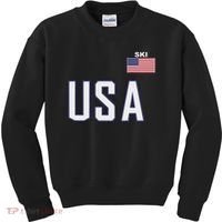 Usa Flag Skiing Team Cool Ski Equipment For Skier Men Women Kids Sweatshirt thumb 0