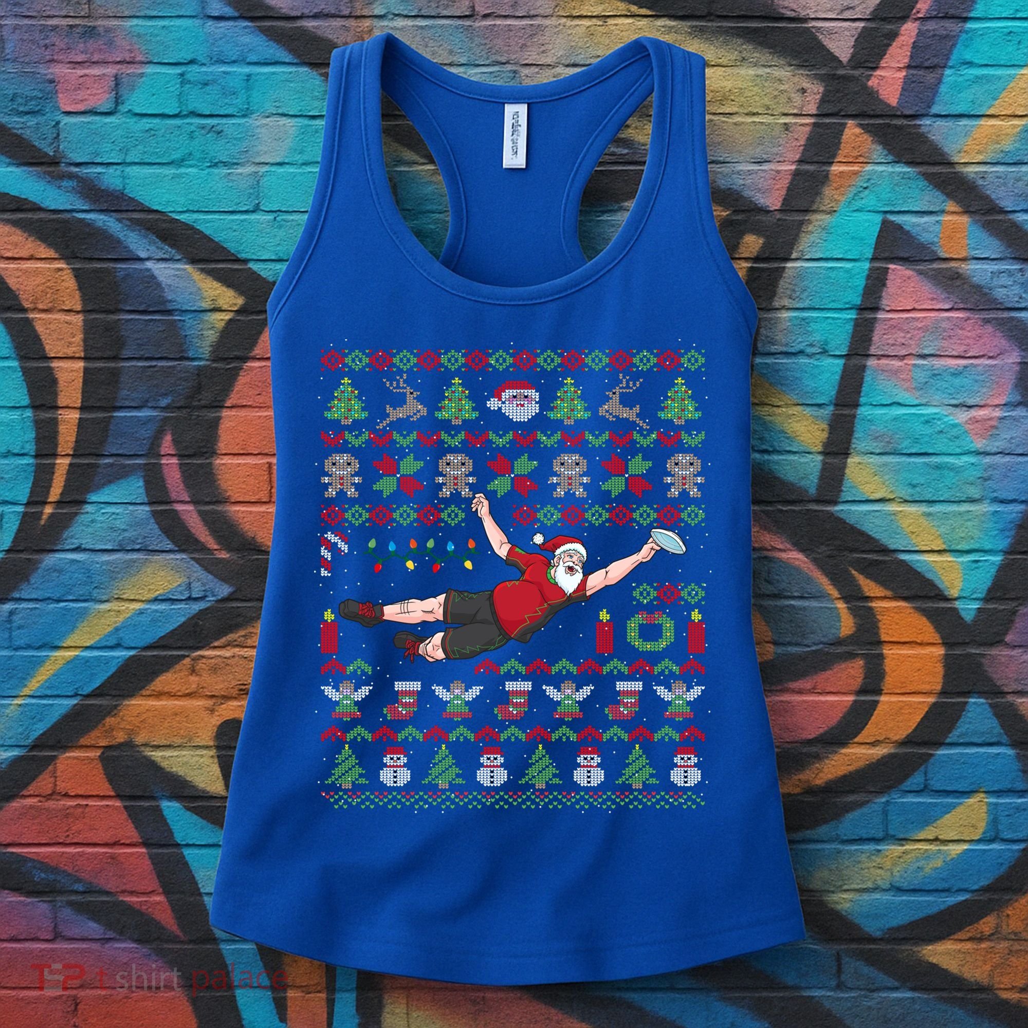 Ultimate Frisbee Santa Claus Sport Ugly Christmas Cute Gift Women's Tank Top