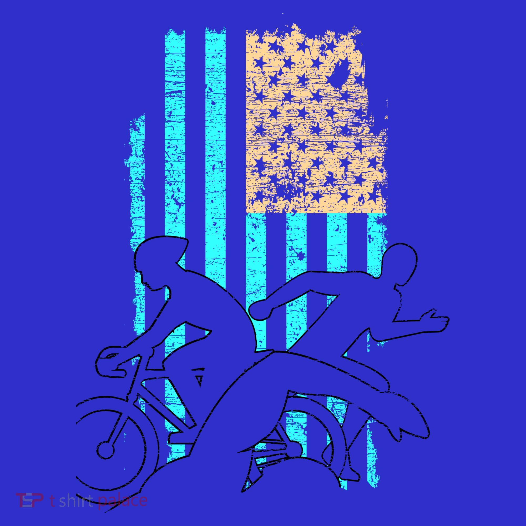 Usa Flag Triathlon Great Gift Swim Bike Run Sweatshirt